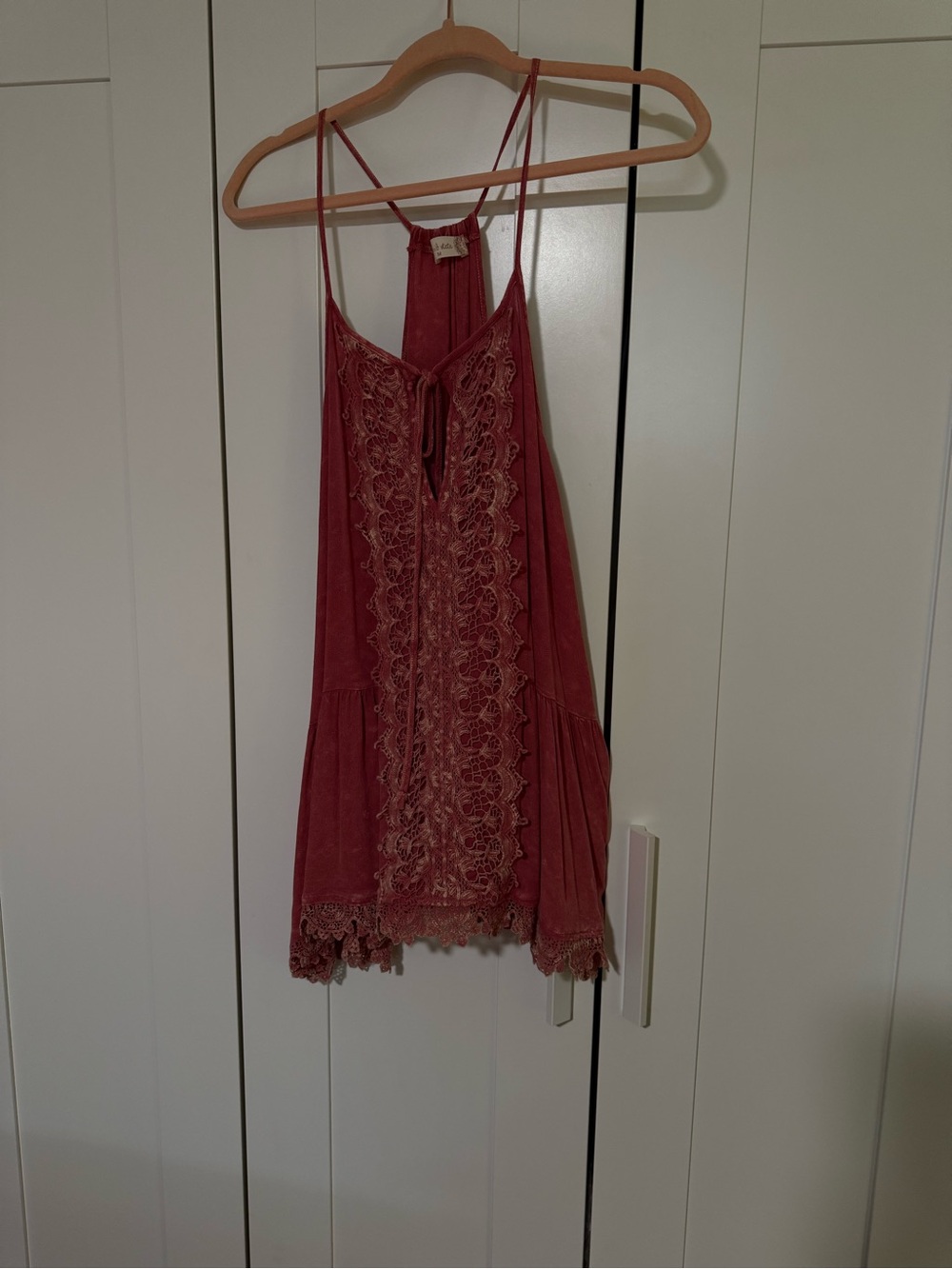 Altar'd State Rose Lace-Front Spaghetti Strap Tunic